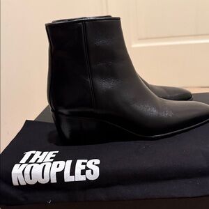 The Kooples Black Leather Ankle Boots Women’s Size 6 Western Heel Minimalist
